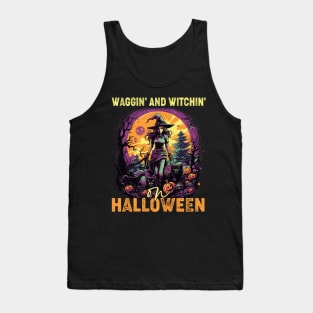 Waggin' & Witchin' Dog on Halloween Tank Top